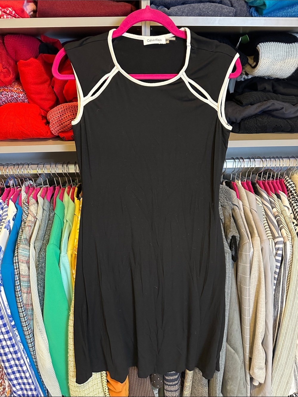 Calvin Klein black/white trim sleeveless t shirt dress size 4
